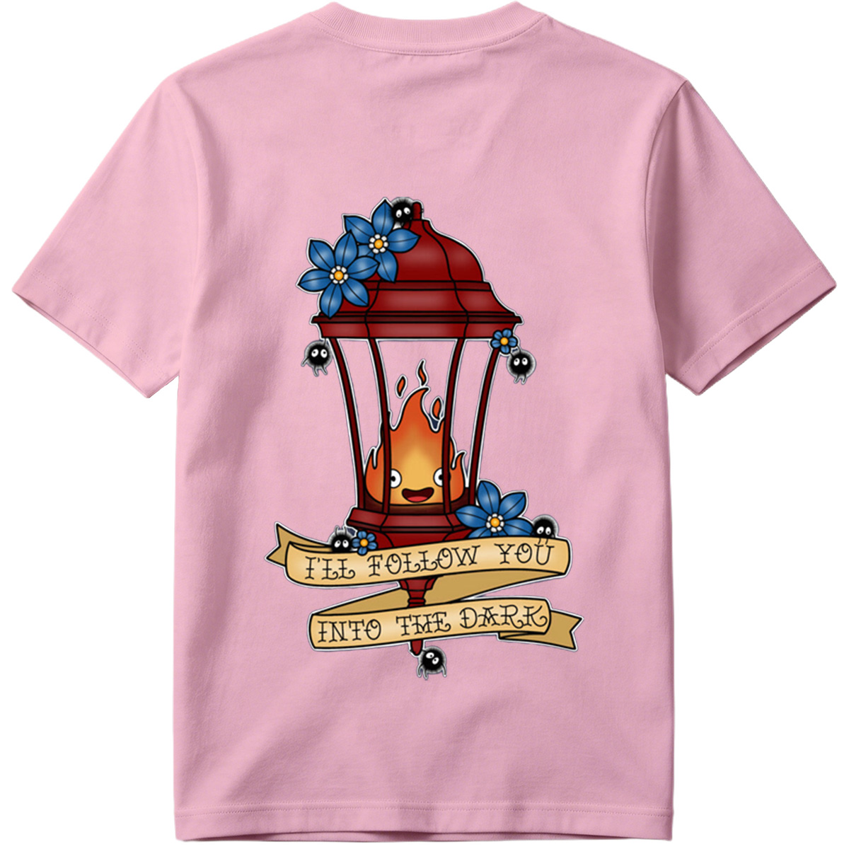 Lantern Flame with Blue Flowers and Moths: 