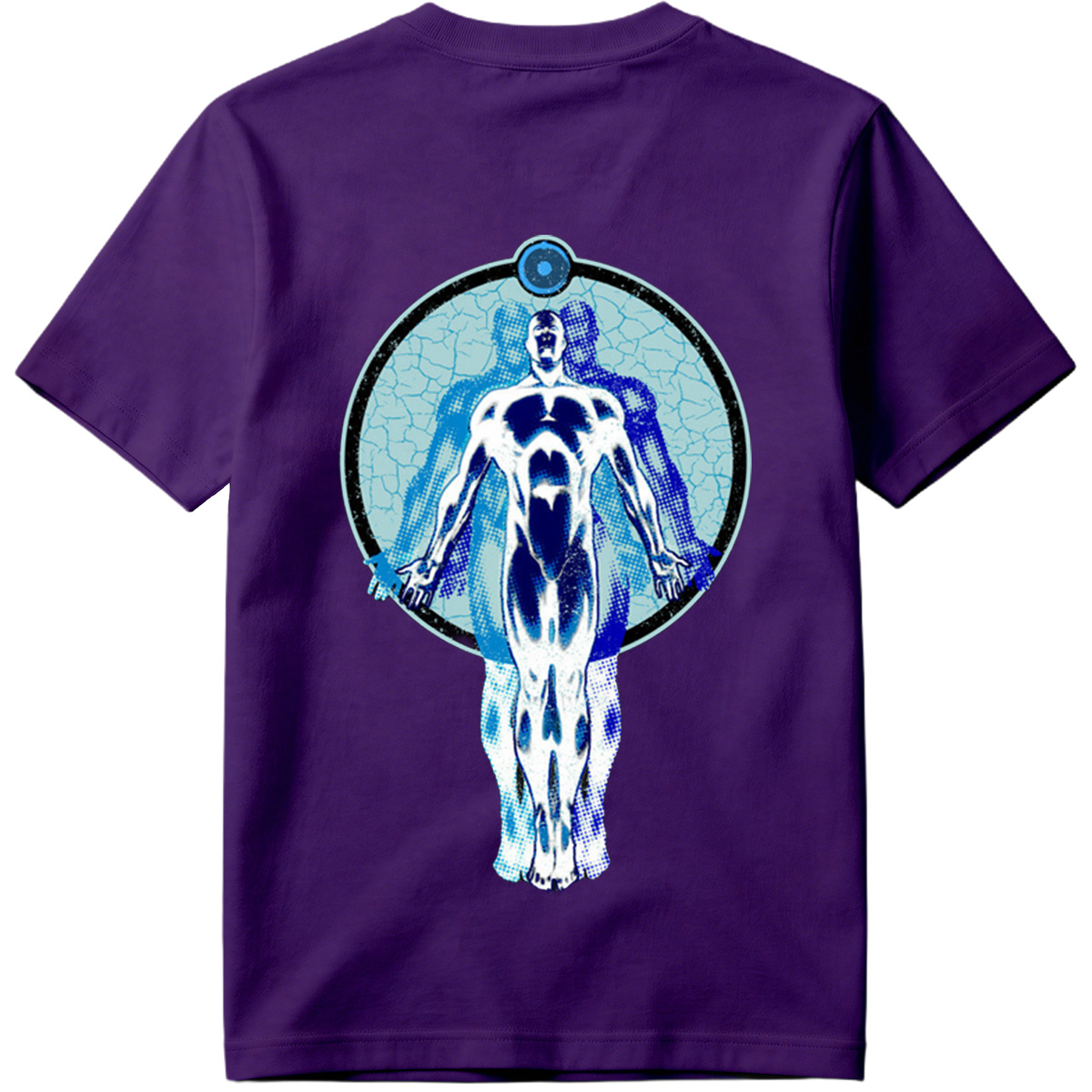 Blue Human Figure in Circular Frame - Tee