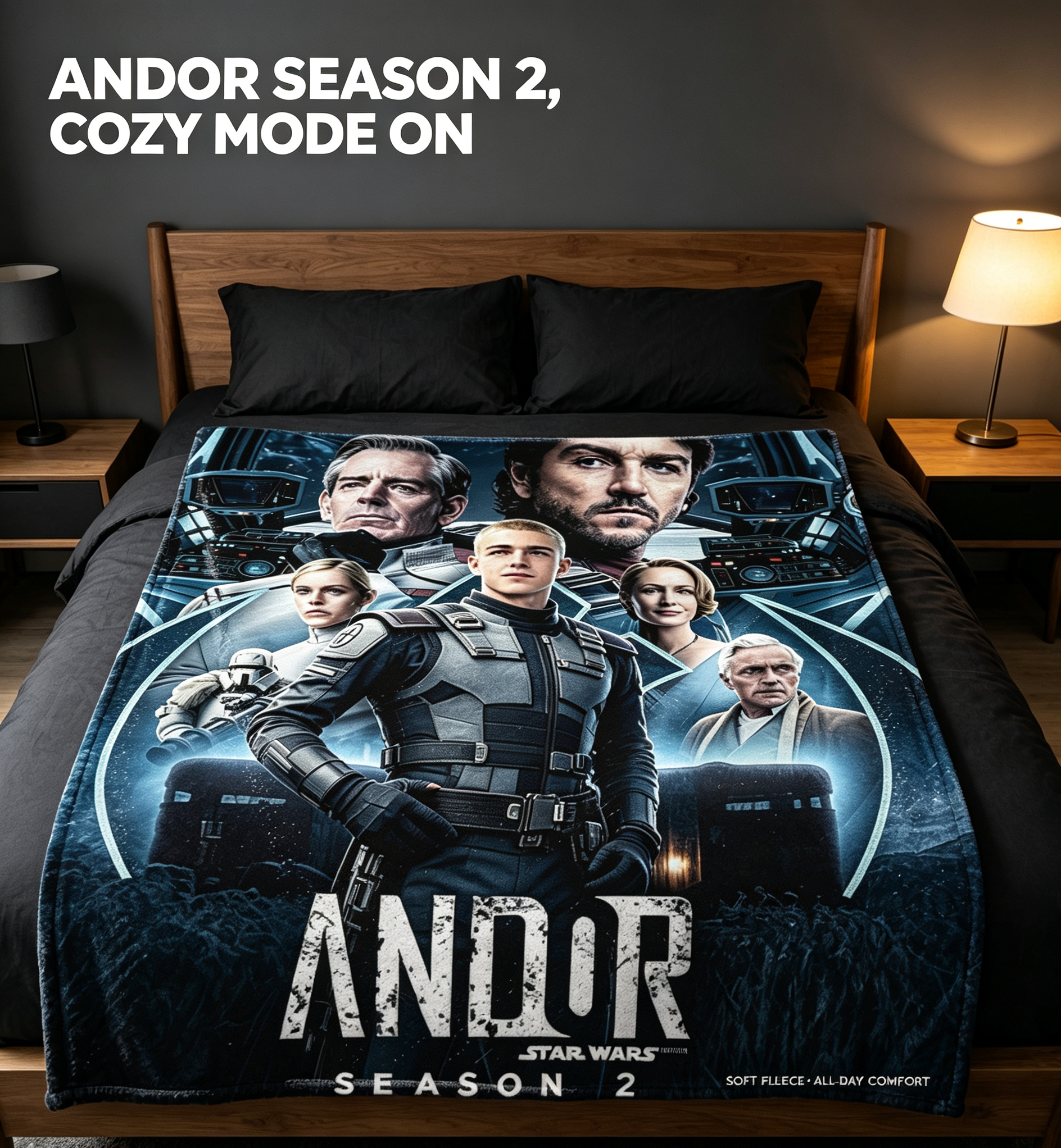 Custom Face Blanket Star Wars Andor Season 2 Flannel Blanket Cozy Home Decor Gift for Fans and Collectors