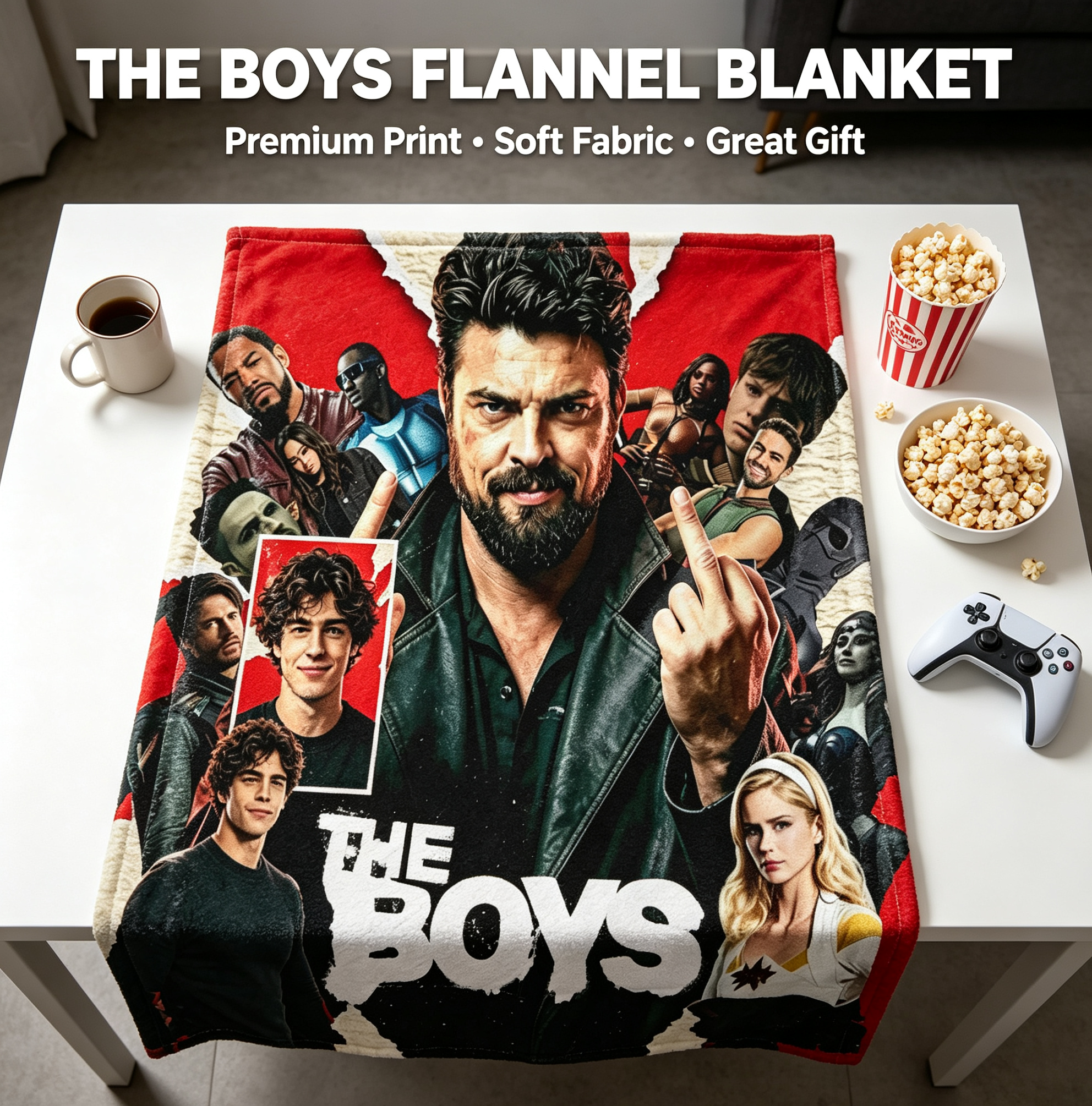 Custom Face Blanket The Boys TV Show Characters Flannel Blanket Perfect for Fans and Cosplay Gifts and Giveaways