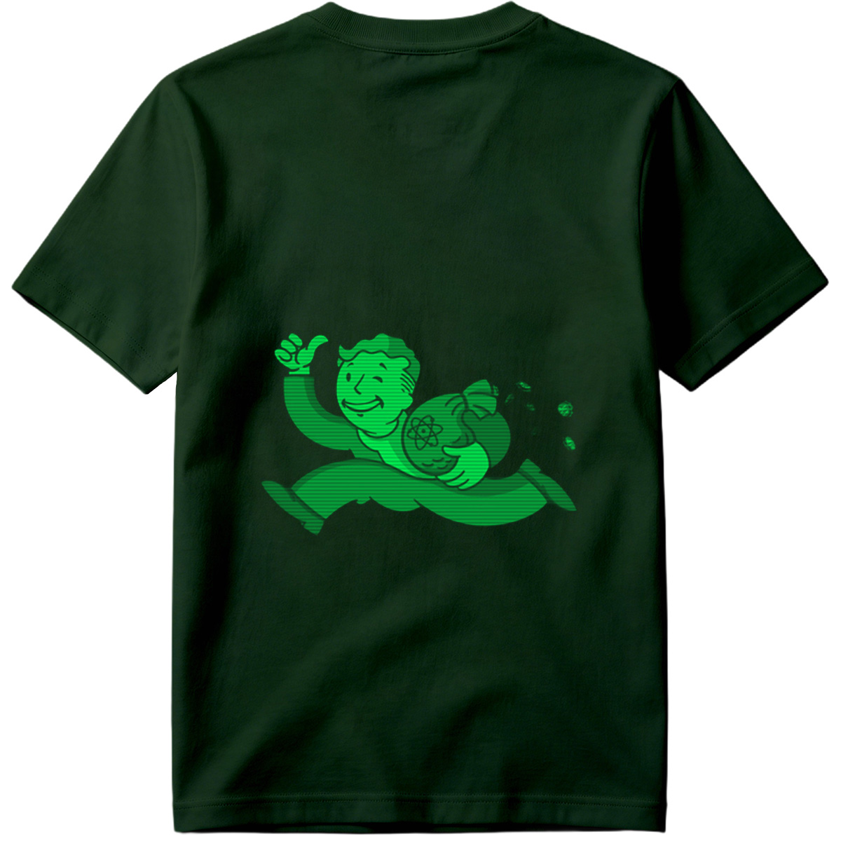 Vault Boy from Fallout Running with a Bag of Atoms - Tee
