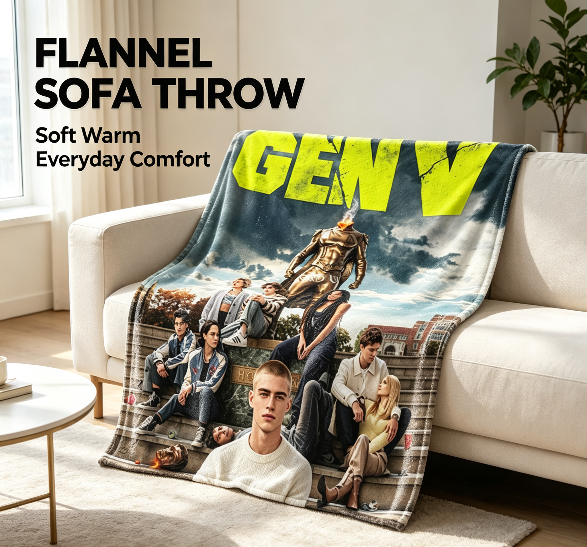 Custom Face Blanket Gen V Character Flannel Blanket Perfect for Fans of the Series Ideal Gift for Birthday or Holiday Giveaways