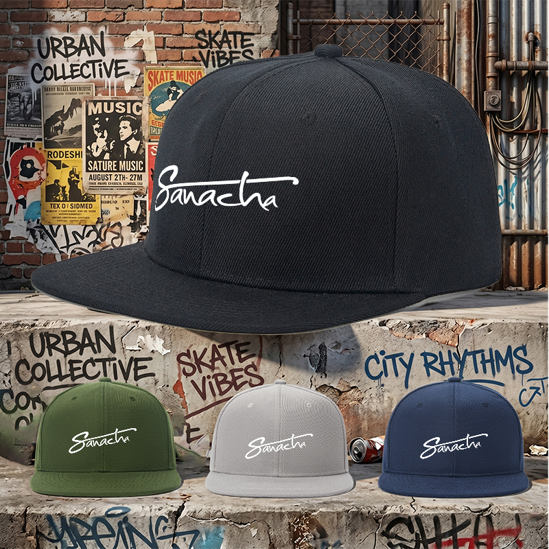 Flat Brim Baseball Cap Sanache Signature Logo Streetwear Underground Skate Style for Basketball Court Skate Park Urban Lifestyle Skaters Rappers Streetwear Enthusiasts