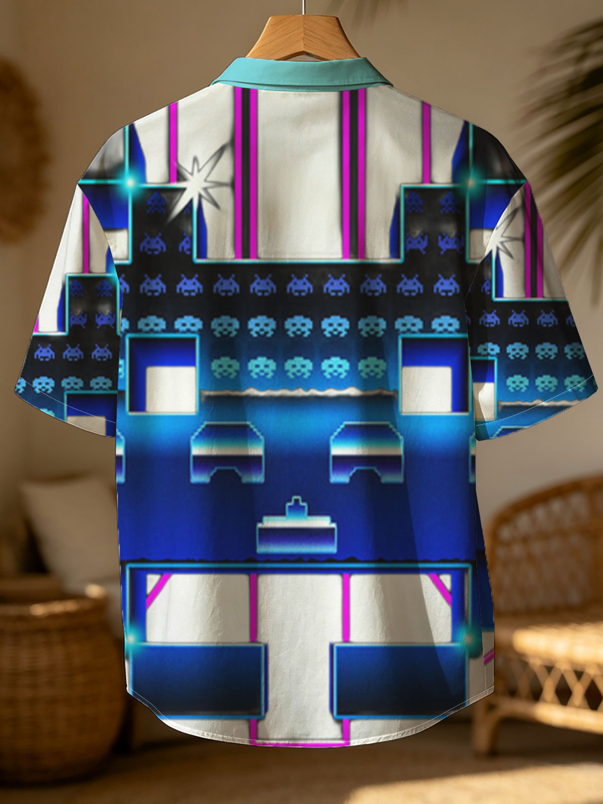 Space Invaders: Classic Arcade Game with Pixel Aliens and Neon Platforms -  Shirt