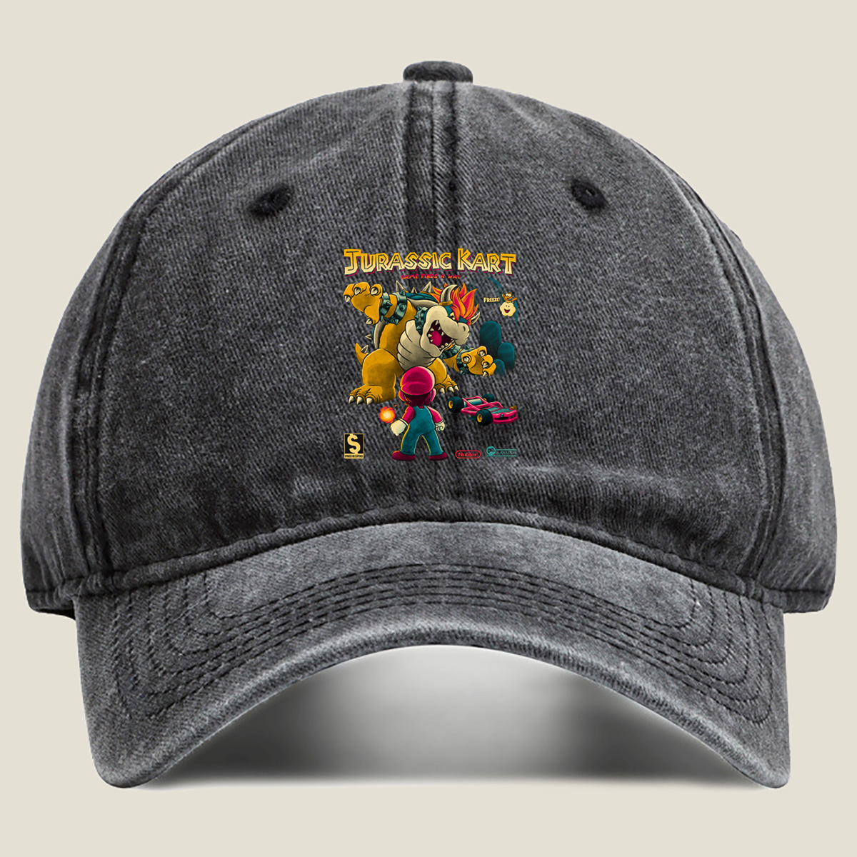 Jurassic Kart: Mario vs Bowser - Washed Denim - Baseball Cap