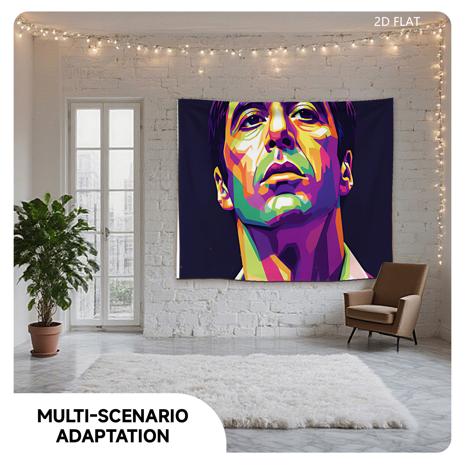 Colorful Portrait of a Man in Pop Art Style - Tapestry