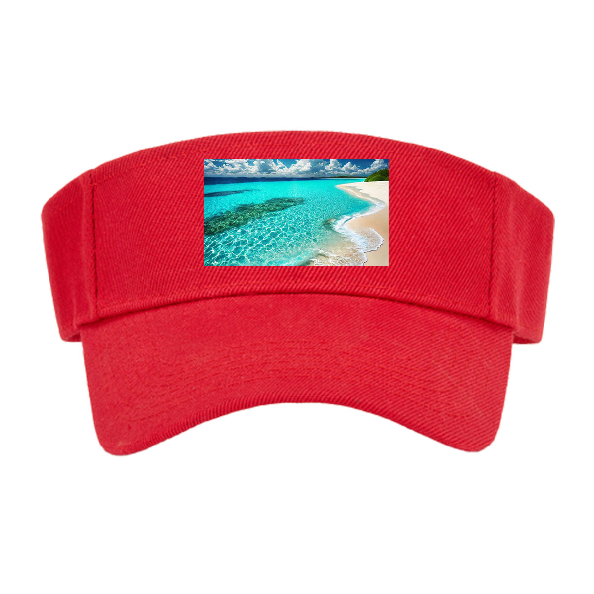 Crystal Clear Waters Meet Sandy Shore Under Bright Sunlight -  Visor cap