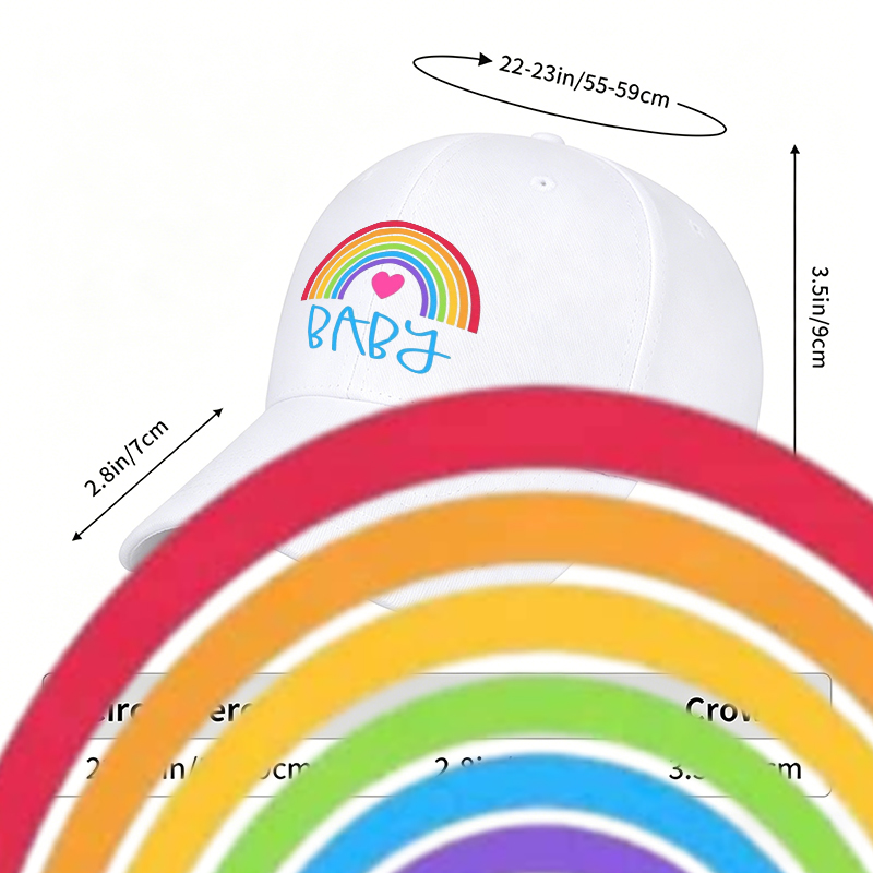 Unisex Classic Baseball Cap Rainbow Heart Baby Print - Stylish Sun Protection Hat for Outdoor Activities, Perfect for Teens and Young Adults