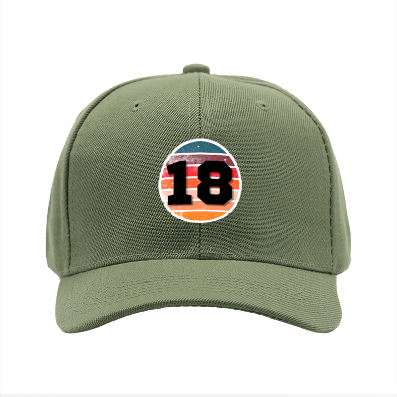 1pc New Baseball Cap with Number 18 Retro Stripe Print Unisex Adjustable Hat for Outdoor Activities and Casual Wear Adults Fashion Accessory