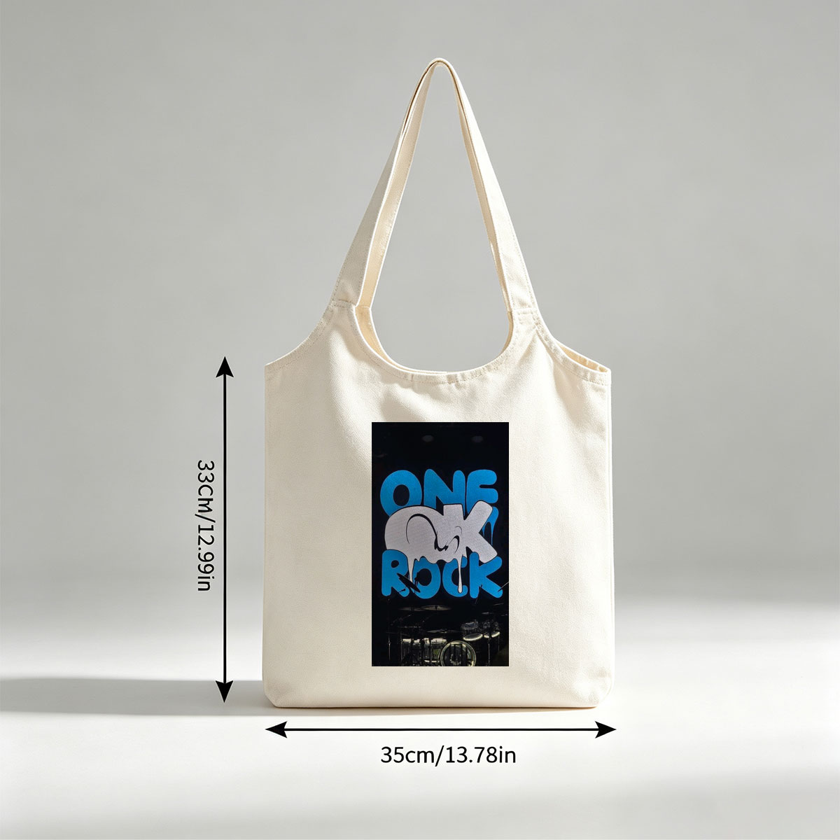 One Ok Rock Live Performance with Illuminated Stage Logo and Drum Set - Canvas shoulder bags/