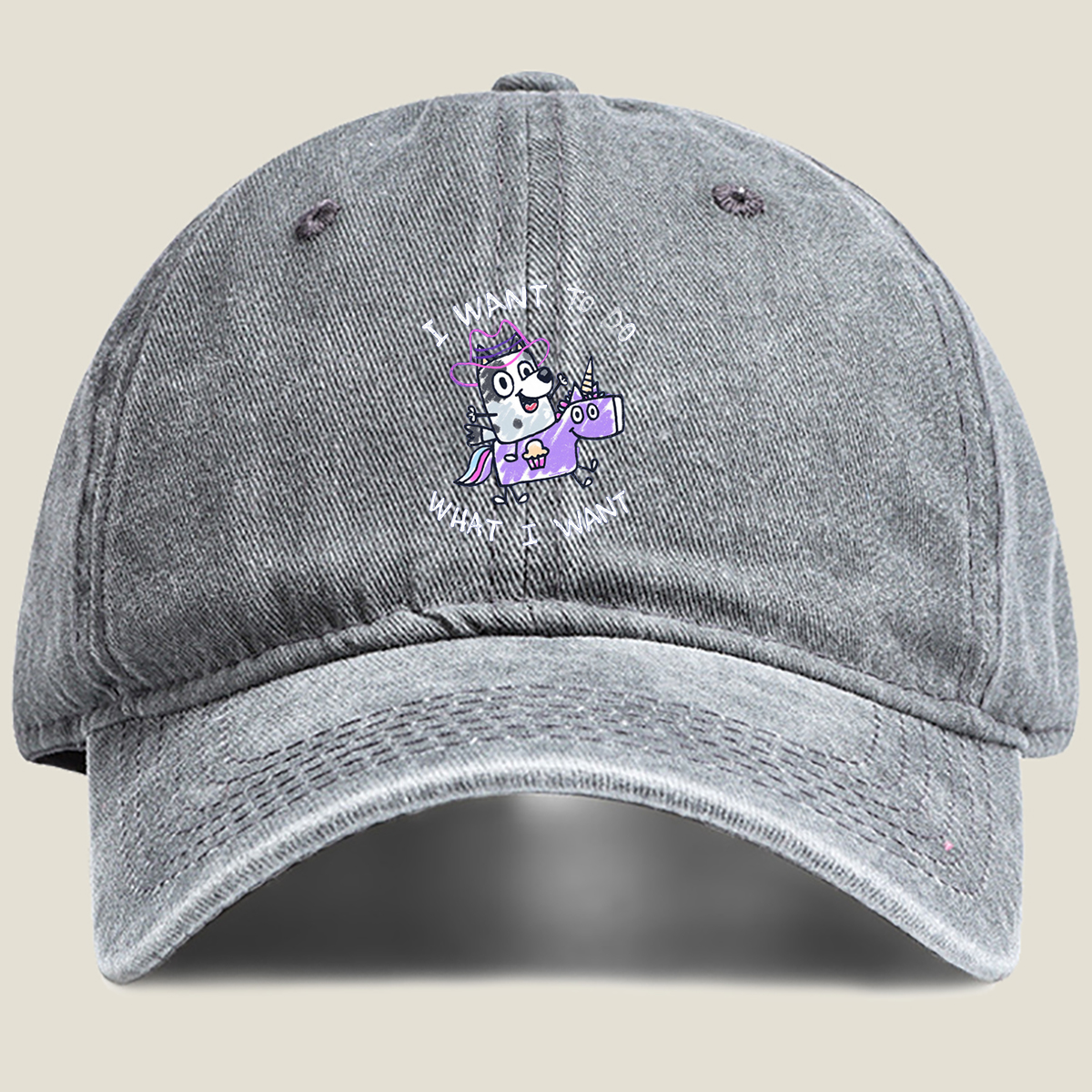 Bluey and the Unicorn: I Want to Do What I Want - Washed Denim - Baseball Cap