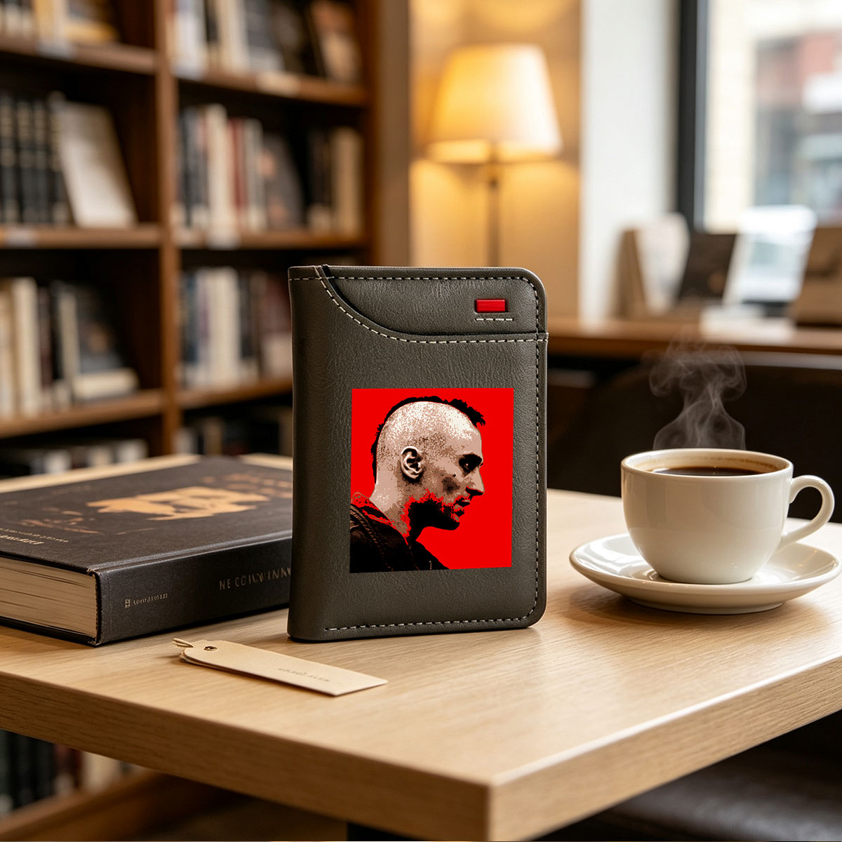 Profile Portrait of a Man with Bald Head and Red Background - Vertical Style Wallet