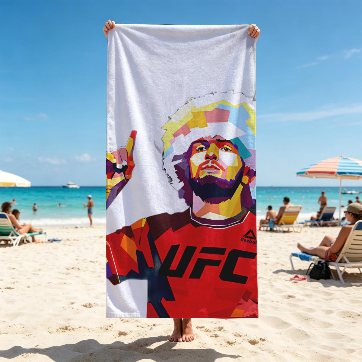 Khabib Nurmagendov: The Eagle UFC Fighter Portrait - Beach towels