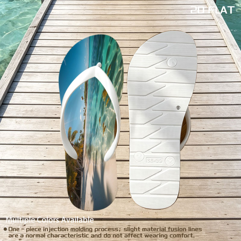 Tropical Beach with Palm Trees and Clear Water -  flip-flops
