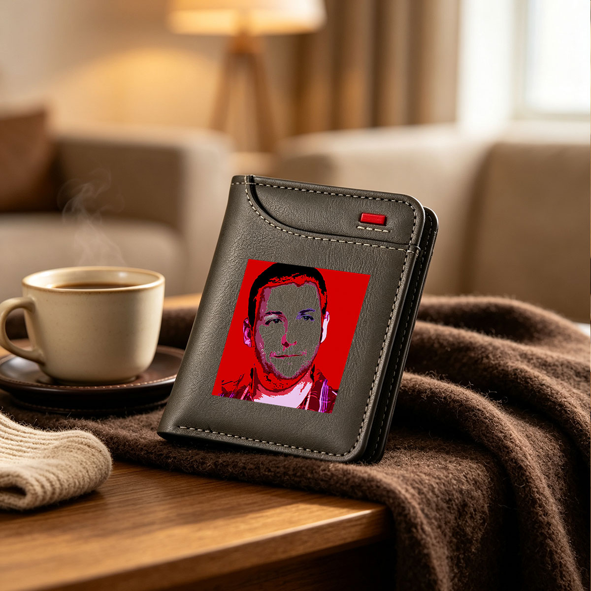 Portrait of a man with bold red and black stylized colors - Vertical Style Wallet