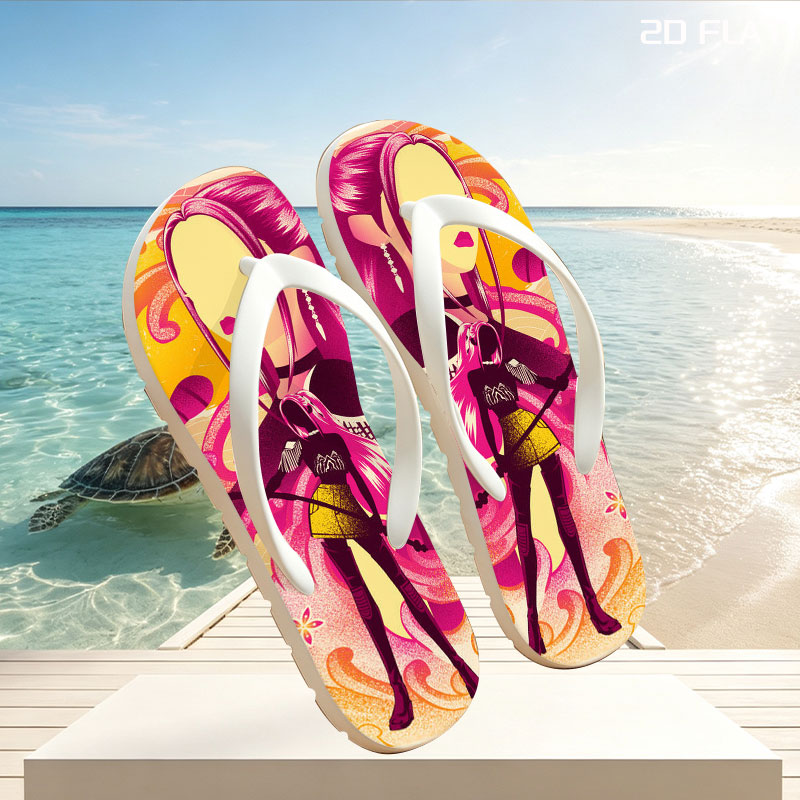 Mira, the Pink-Haired Singer with Microphone and Guitar, in a Vibrant, Stylized Artwork -  flip-flops