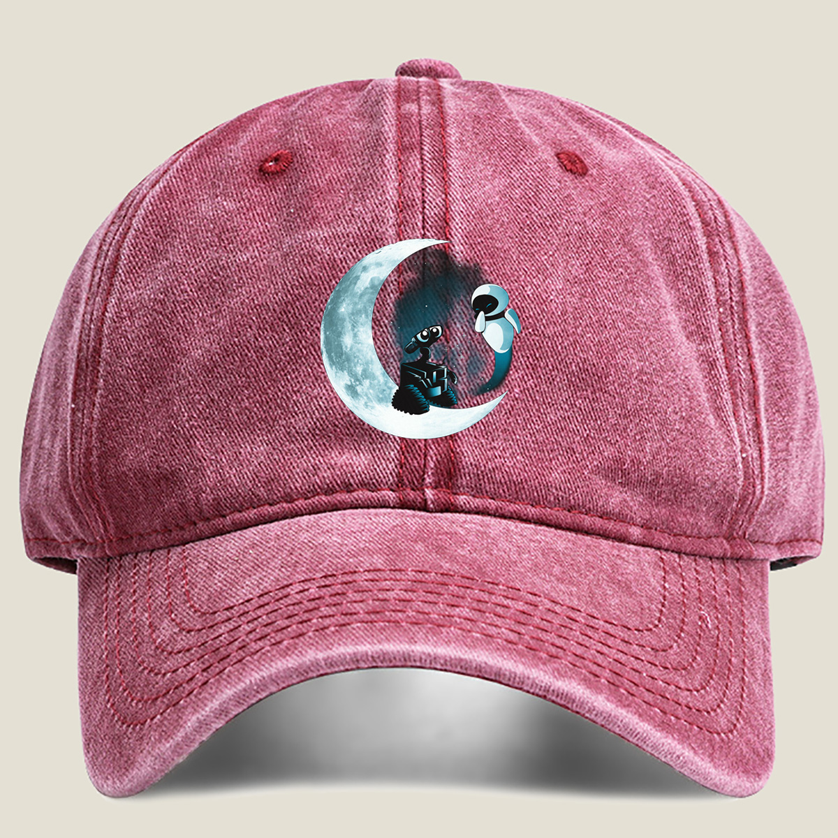 WALL-E and EVE on the Moon - Washed Denim - Baseball Cap