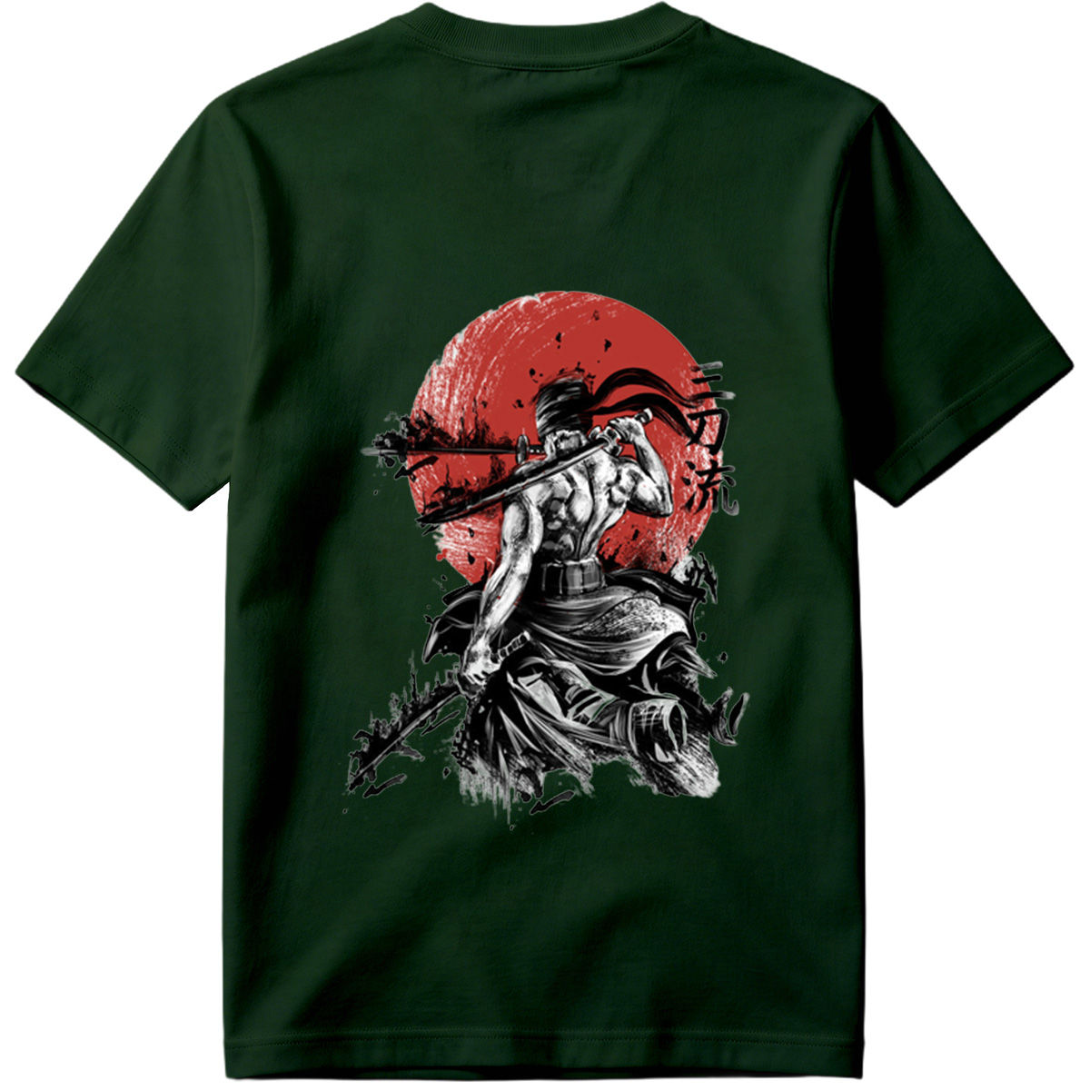 Samurai Warrior with Dual Swords Against Red Sun - Tee