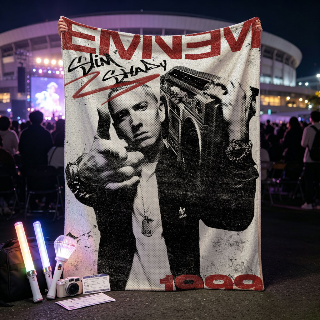 Eminem Holding Boombox Pointing at Camera 1999 Album Cover Art - Blankets