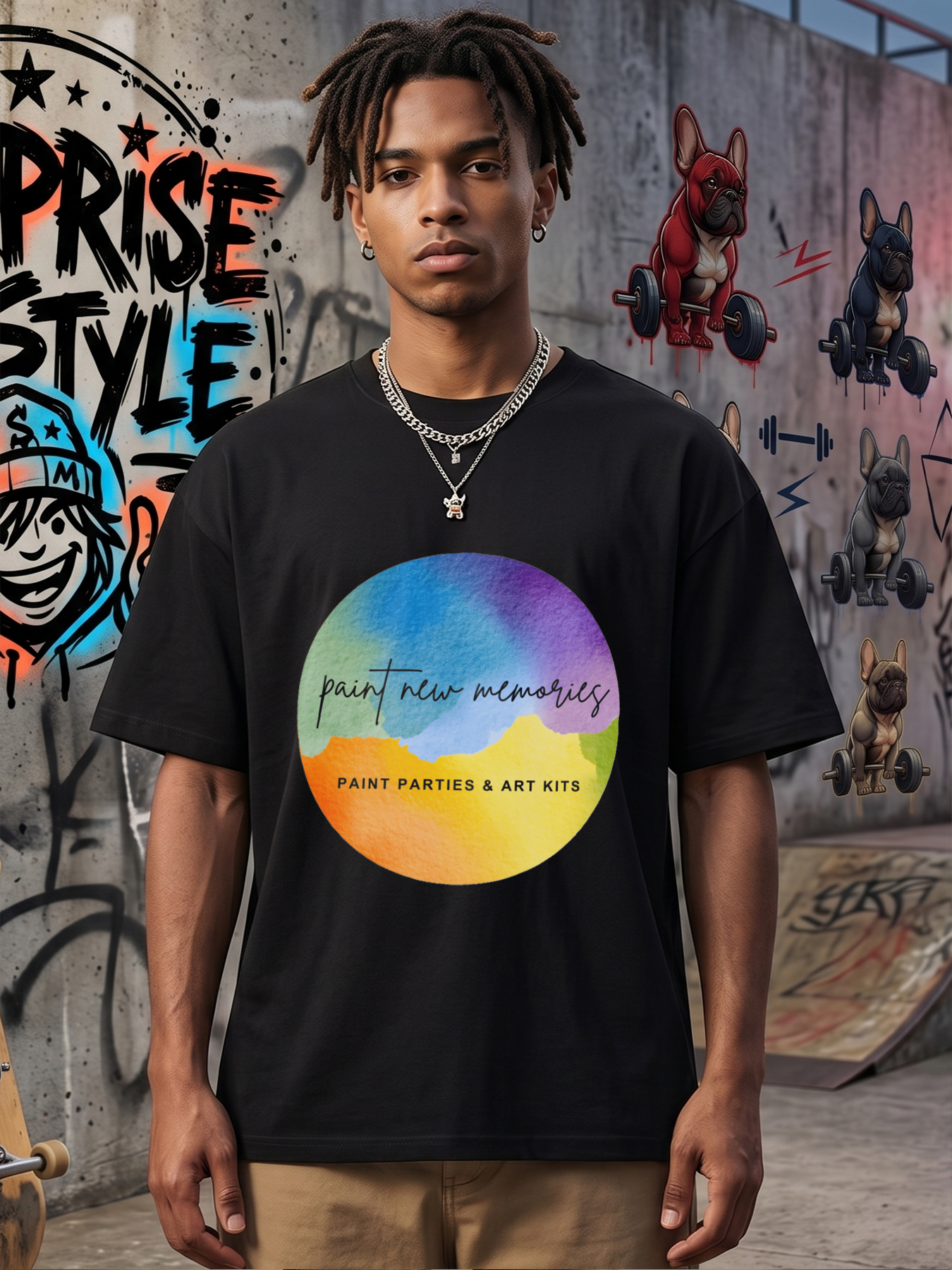 Men's Printed T-Shirt Paint New Memories Watercolor Art Design Casual Round Neck Summer Lightweight Breathable Short Sleeve T-Shirt for Art Lovers & Creative Events Adults
