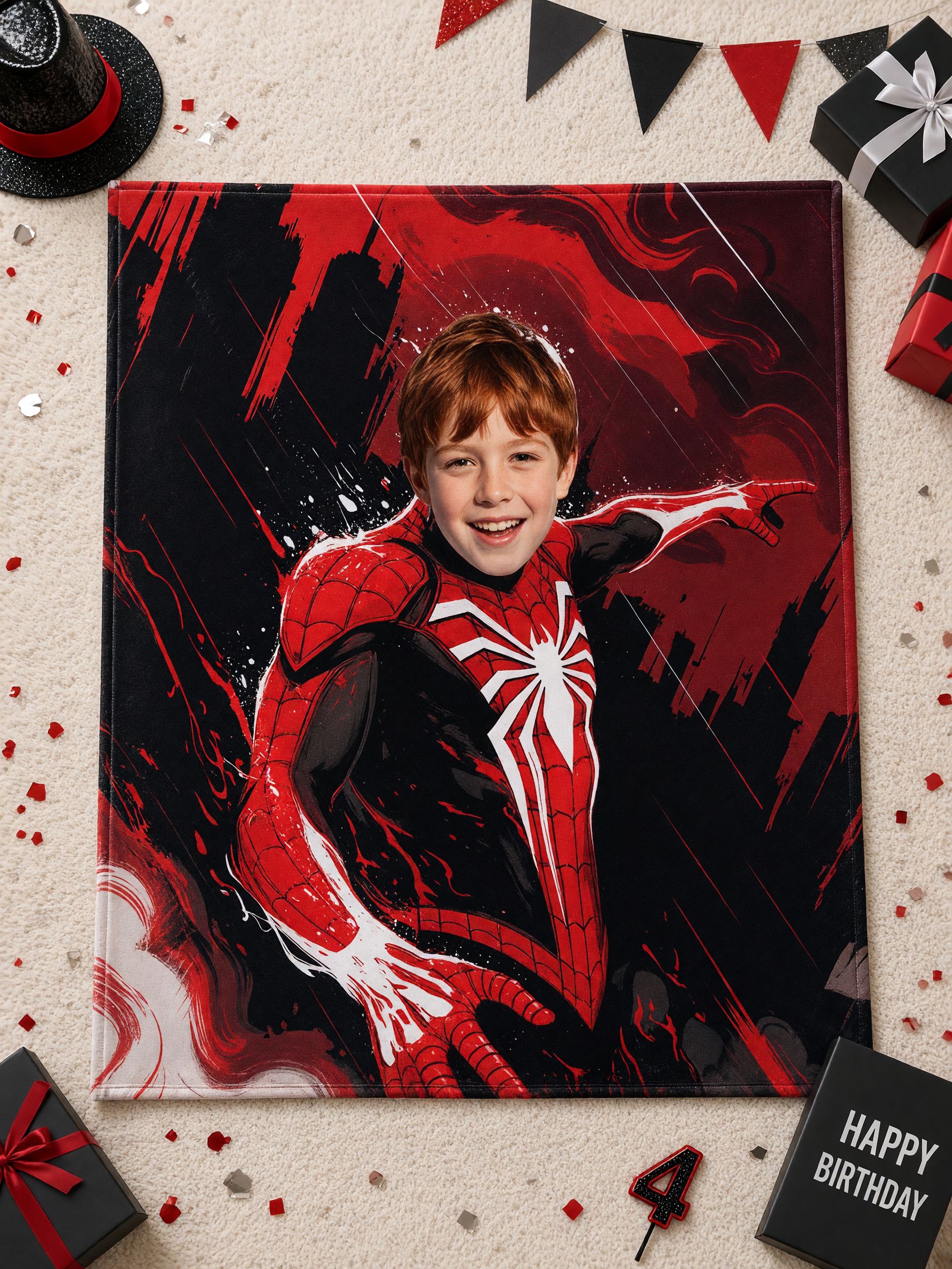 Custom Photo Superhero Flannel Blanket, Ultra Soft Personalized Face Throw, Ideal Cozy Gift for Kids and Couch