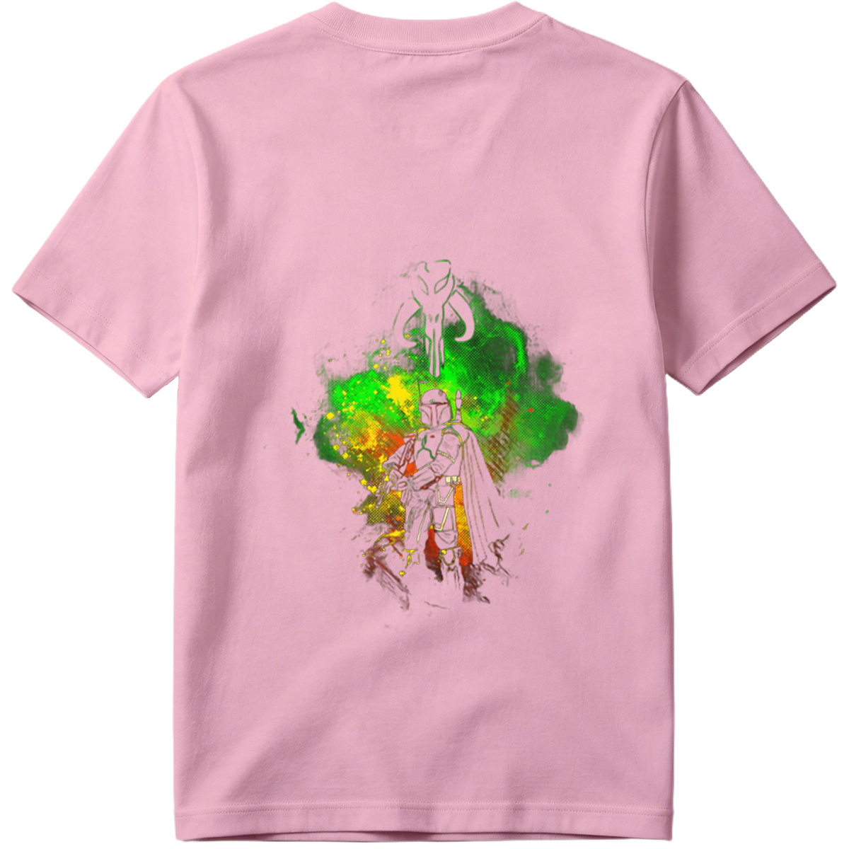 Mandalorian Warrior with Boba Fett Helmet and Green Energy Background - Tee