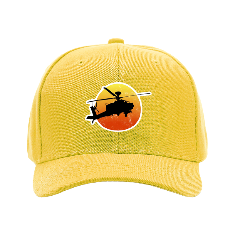 1pc New Baseball Cap Helicopter Silhouette Sunset Print Unisex Adjustable Hat for Outdoor Activities Men Women Casual Streetwear Fashion Accessories