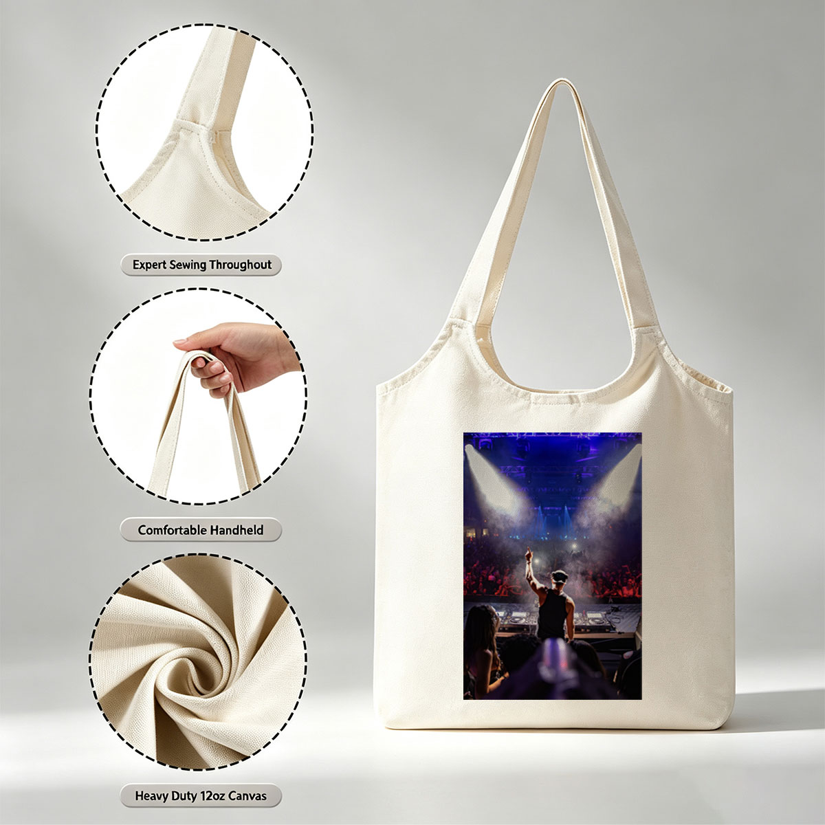 DJ Martin Garrix Performing at a High-Energy Concert with Crowd in the Background - Canvas shoulder bags/