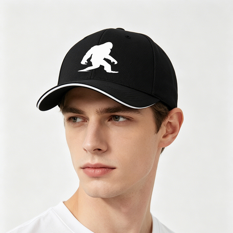 Unisex Classic Sandwich Hat with Bigfoot Silhouette Print - Outdoor Adventure Cap for Hiking, Camping, and Casual Wear - Perfect for Nature Enthusiasts and Wildlife Lovers