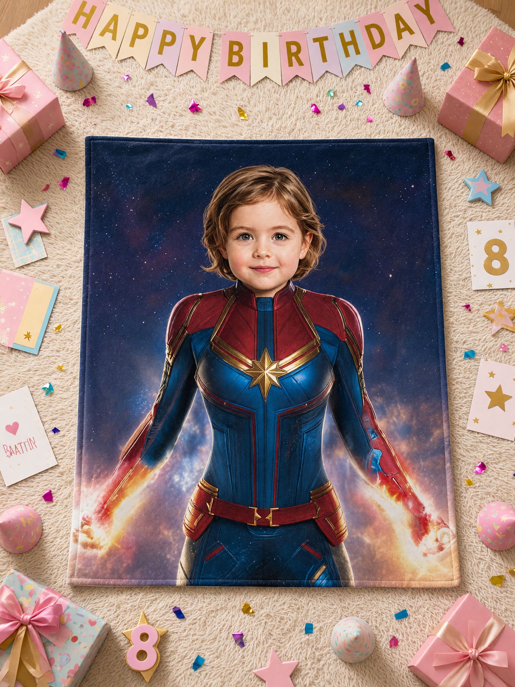 Custom Superhero Face Blanket Personalized Photo Flannel Throw Soft Cozy Bed Couch Blanket Unique Gift for Kids