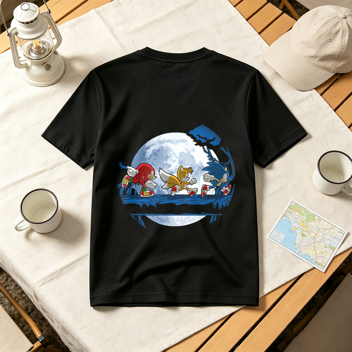 Sonic, Tails, and Knuckles Running Under the Moon - Tee