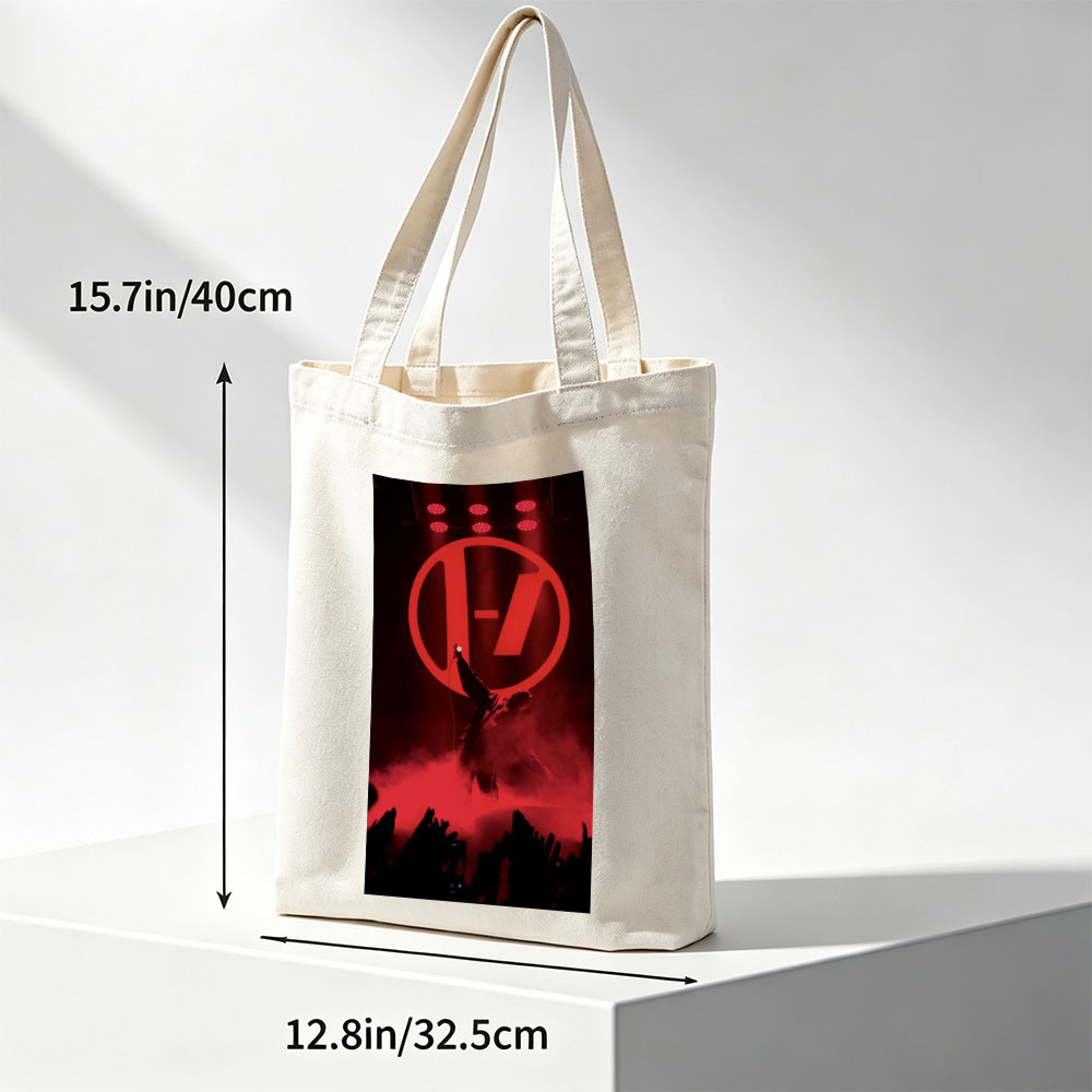 Imagine Dragons Live Performance with Red Stage Lighting and Iconic Logo - Canvas tote bags