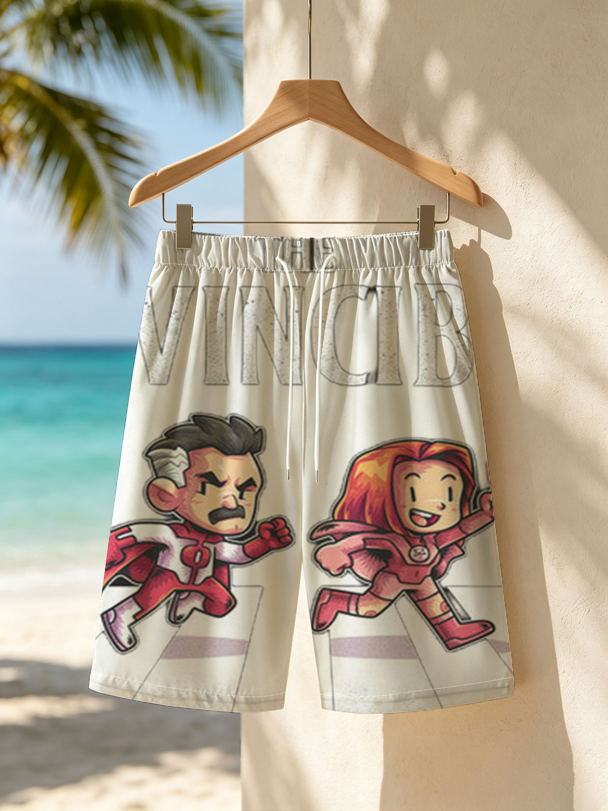 The Invincible: Four Heroes Running Across a Zebra Crossing -  Beach shorts