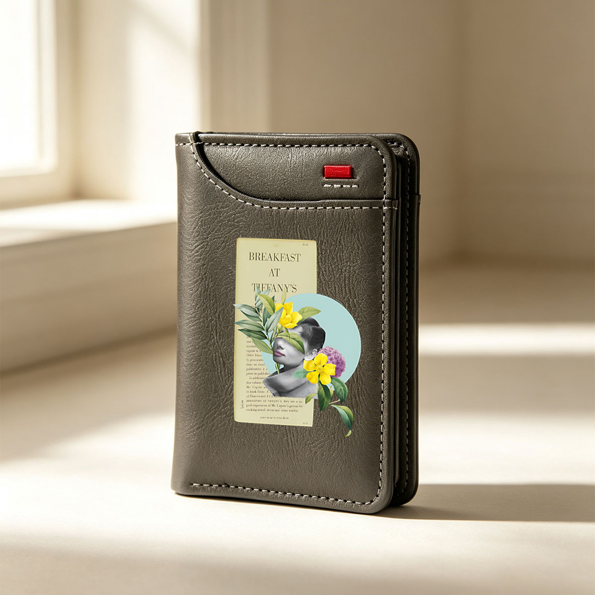 Breakfast at Tiffany's: Audrey Hepburn, Truman Capote, Classic Literature, Floral Art Design - Vertical Style Wallet