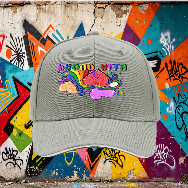 Unisex Classic Sandwich Hat with Pride Rainbow Hearts and 