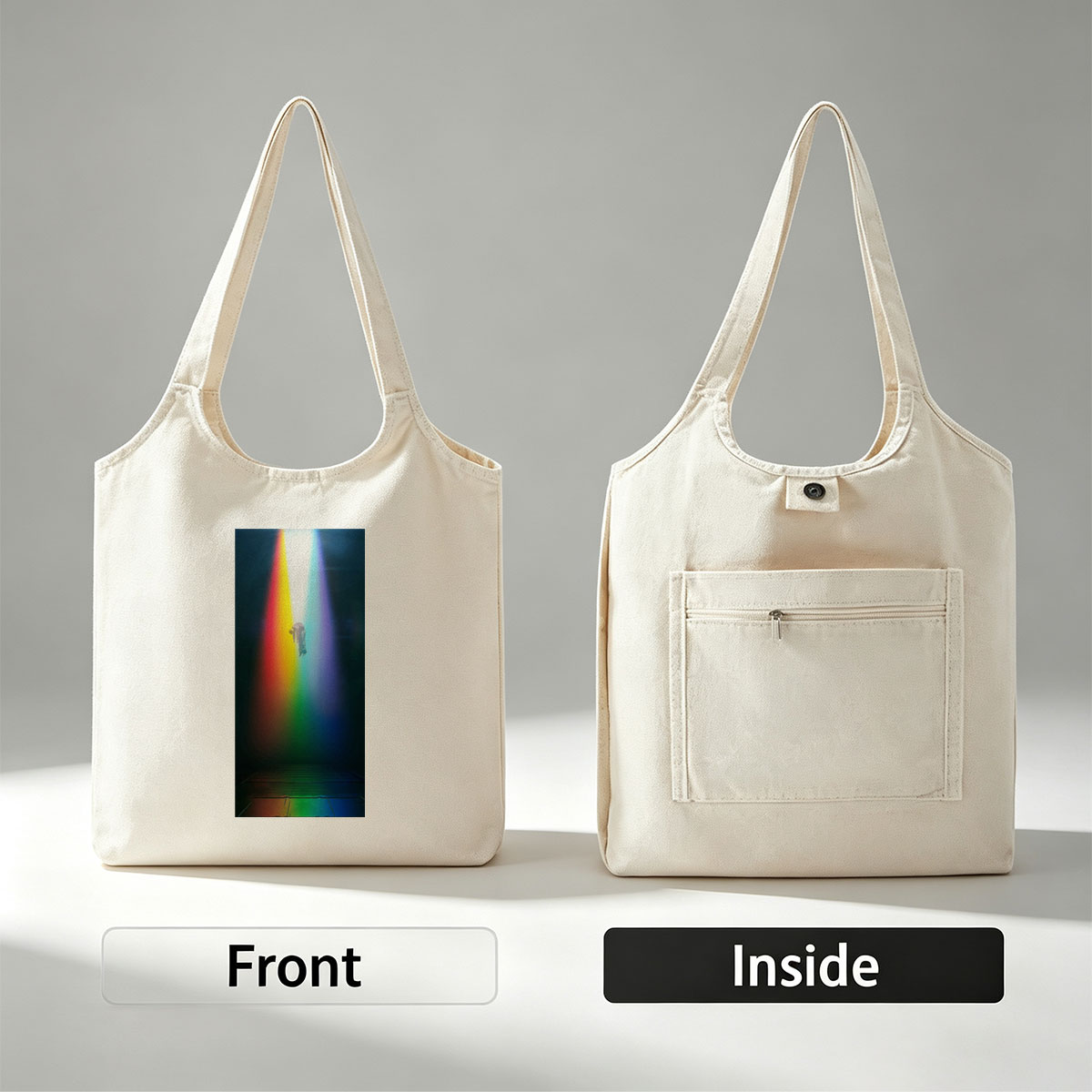 Coldplay Live Performance in a Rainbow-Lit Stage with Diver Silhouette - Canvas shoulder bags/