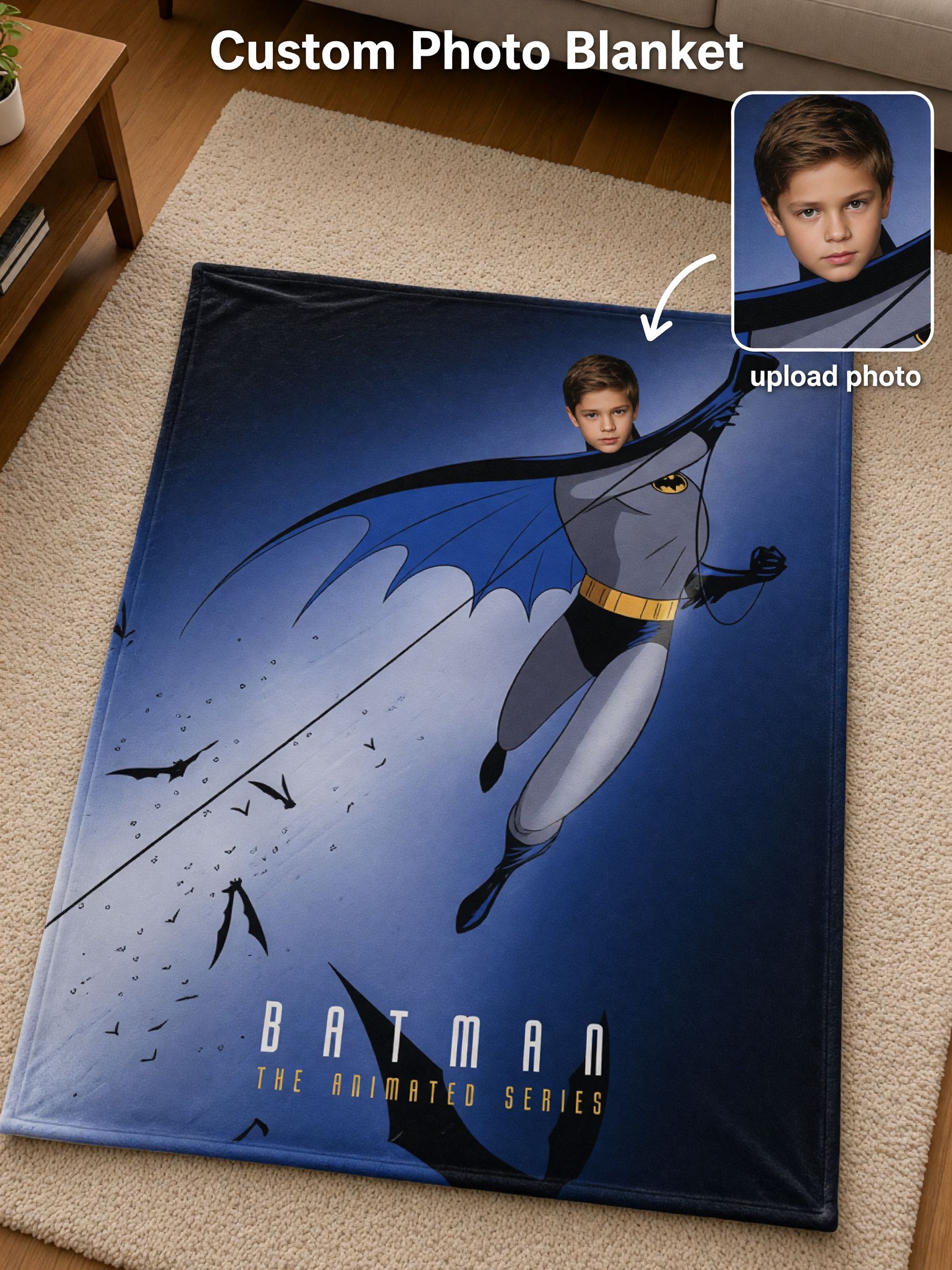 Custom Face Superhero Blanket, Ultra Soft Flannel Fleece Throw, Ideal Personalized Gift for Kids and Adults