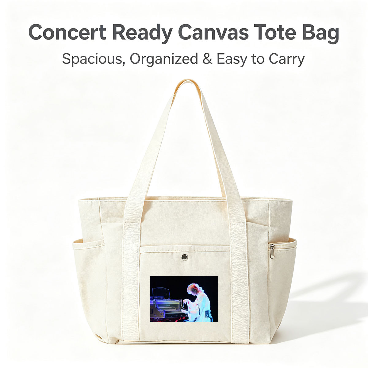 Yuki Kajiura Performing Piano on Stage with Dramatic Lighting - Multi-pocket bags