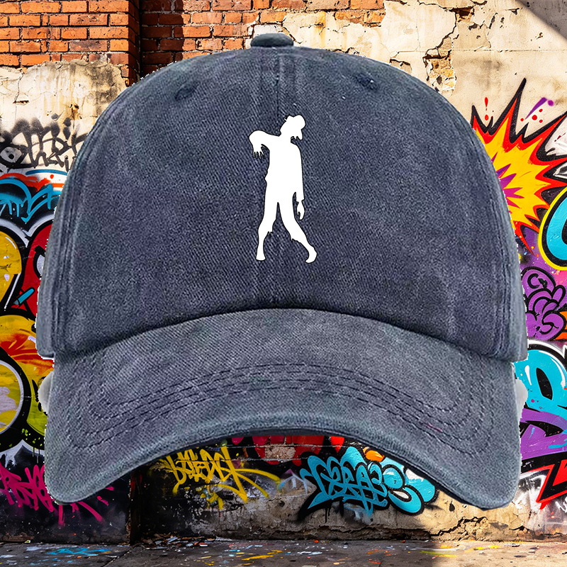 Men's Printed Washed Cotton Cap with Silhouette Design - Casual Round Brim Summer Lightweight Hat for Outdoor Activities, Urban Streetwear, and Daily Wear - Ideal for Adults Seeking Fashionable and Comfortable Headwear