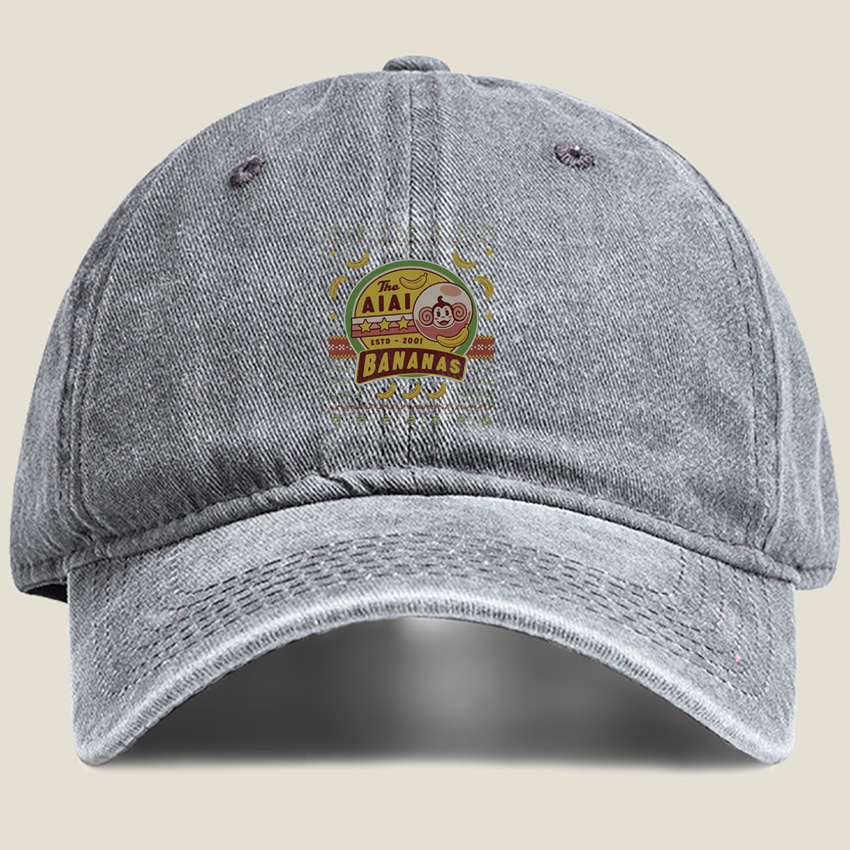 The AI Al Bananas - Monkey and Banana Holiday Design - Washed Denim - Baseball Cap