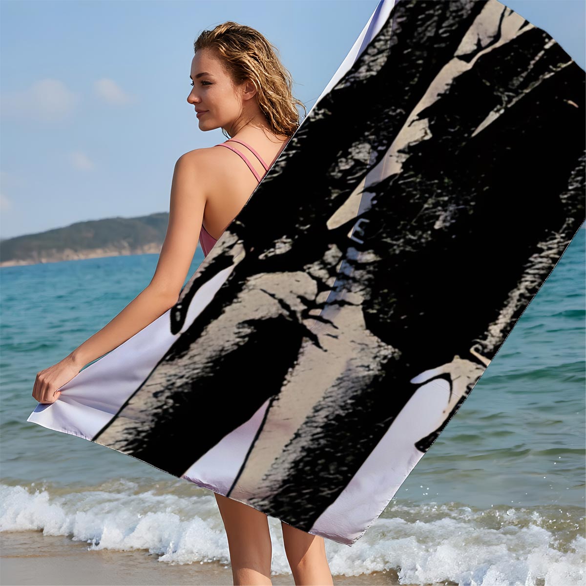 Boombox Head Man in Suit - Beach towels