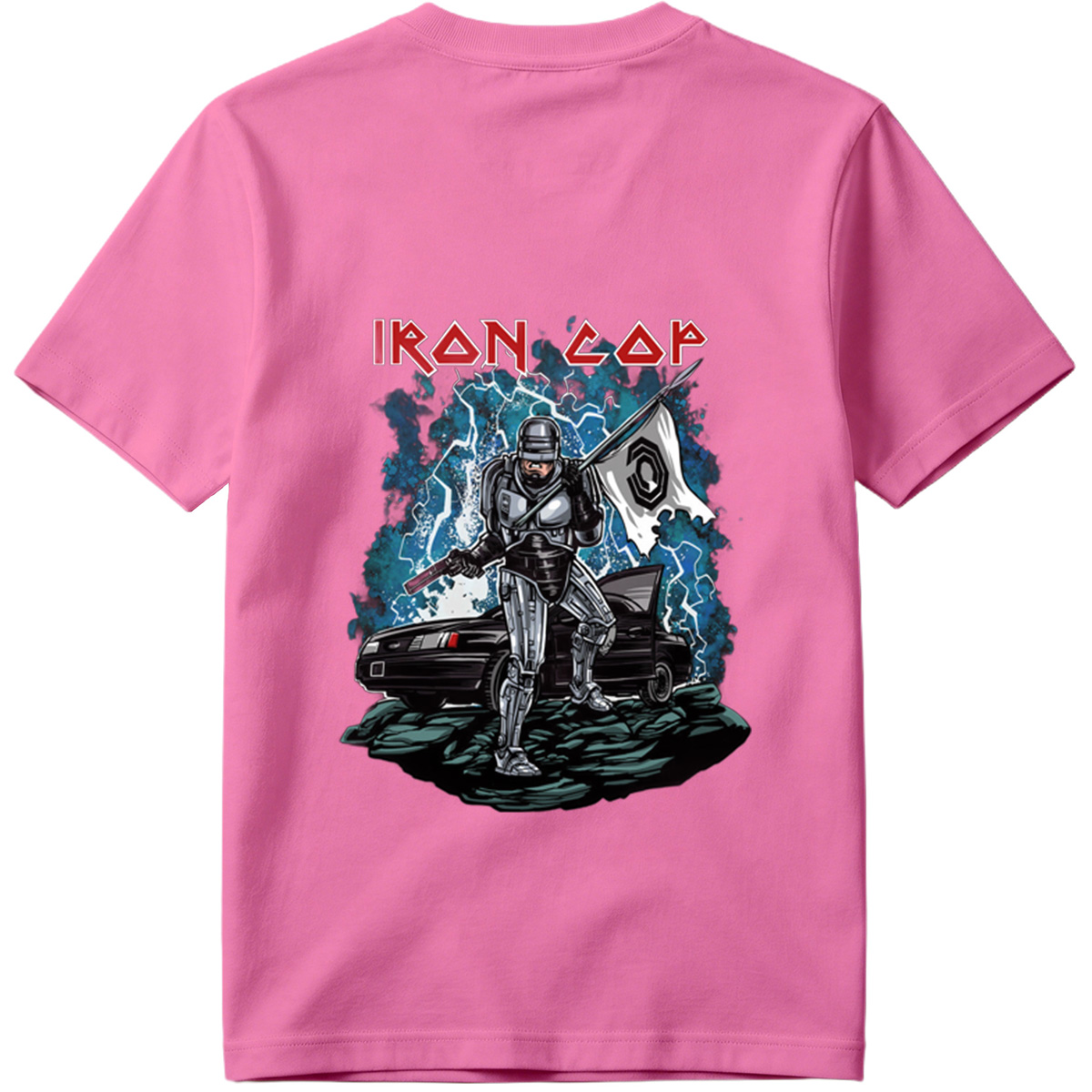 Iron Cop: Robo-Police Officer with Flag and Car - Tee