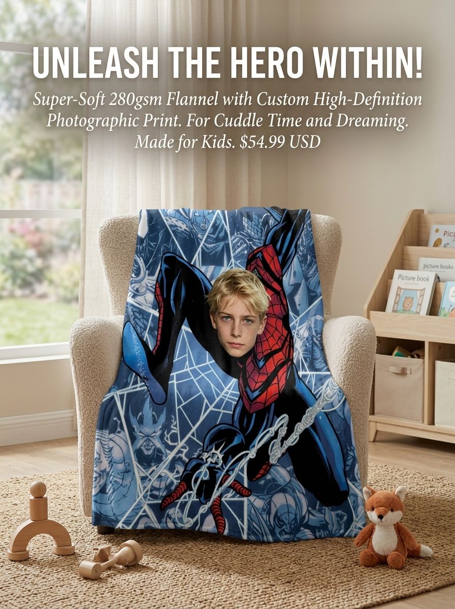 Personalized Superhero Custom Photo Blanket Ultra Soft Flannel Throw Cover for Kids and Comic Fans Ideal Cozy Gift