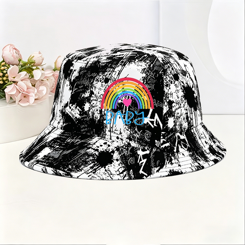 Unisex Classic Graffiti Bucket Hat with Rainbow Heart and 