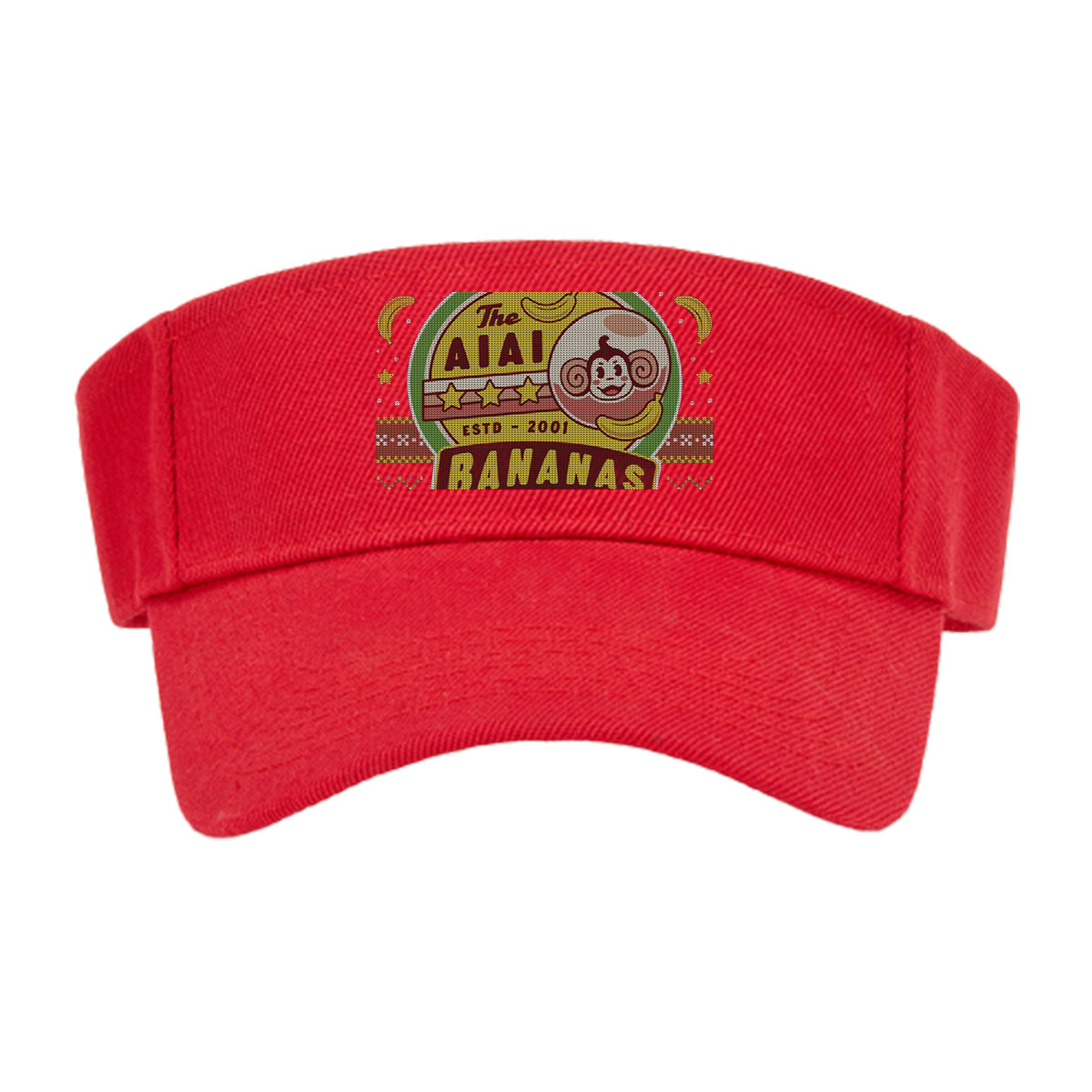 The AIAI Bananas - Est. 2001, Monkey Logo with Bananas and Festive Pattern -  Visor cap
