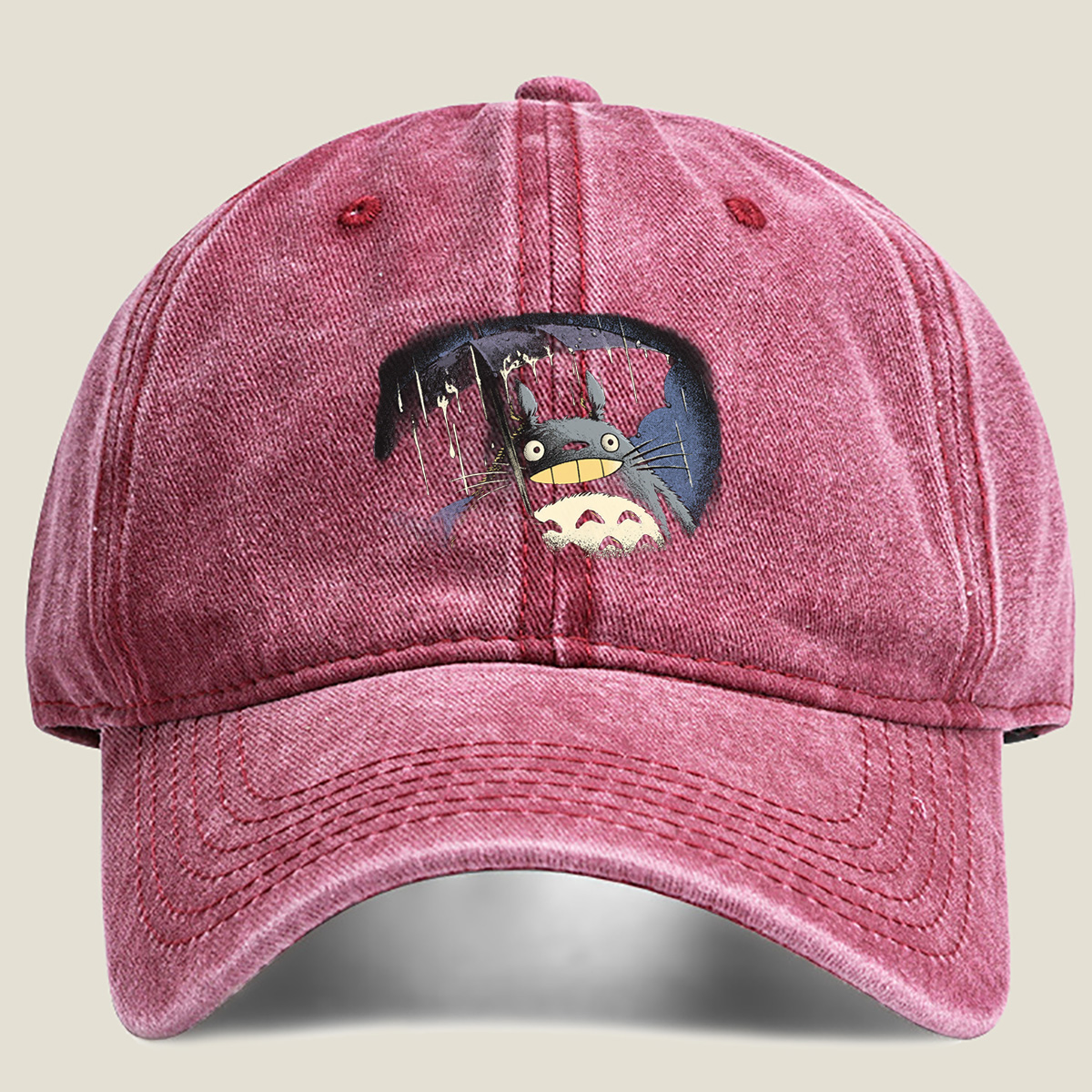 Totoro in the Rain - Washed Denim - Baseball Cap