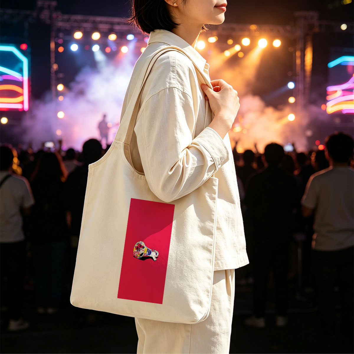 Kiwibank Megaphone on Red Background - Canvas shoulder bags/