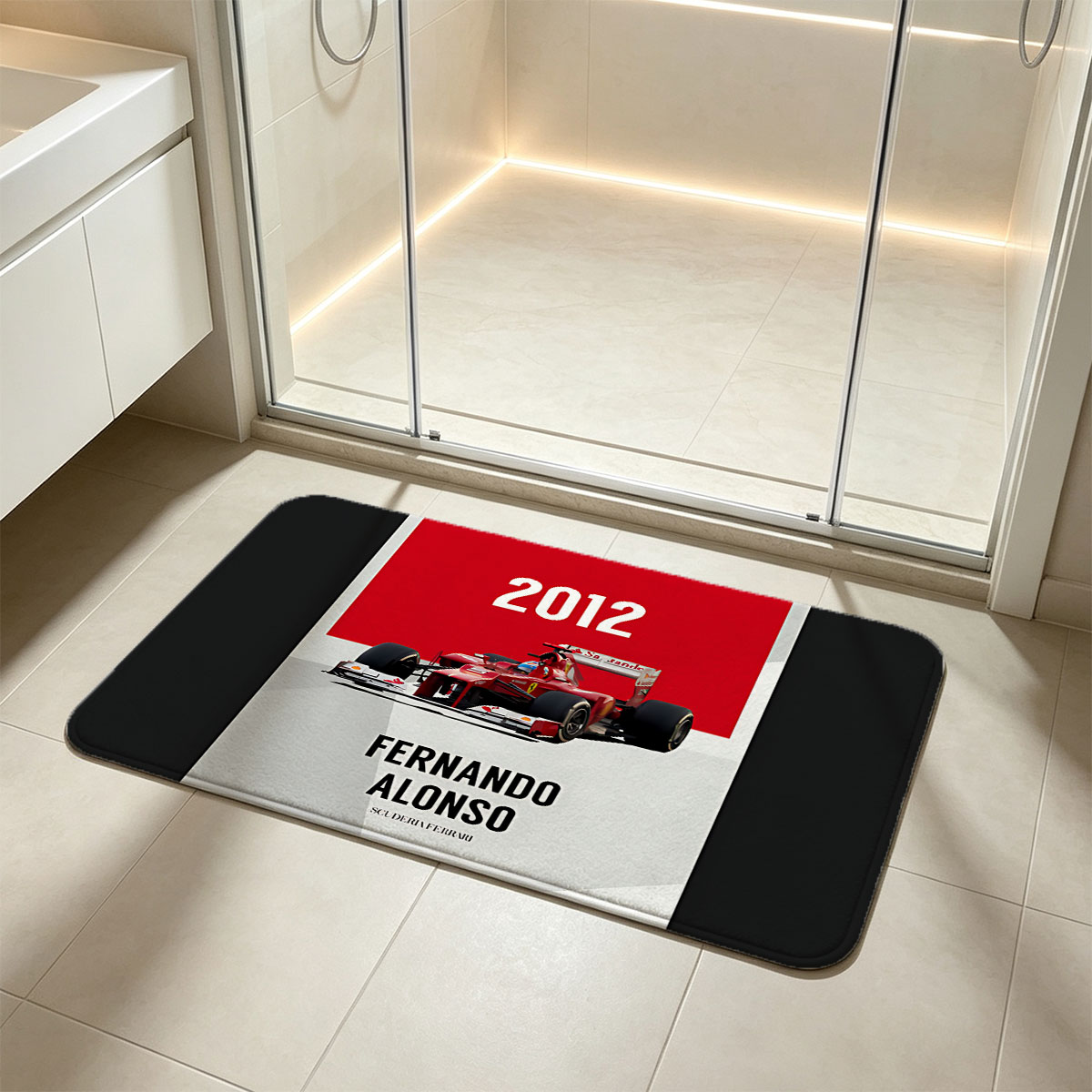 Fernando Alonso 2012 Scuderia Ferrari F1 Racing Car - Flannel floor mat