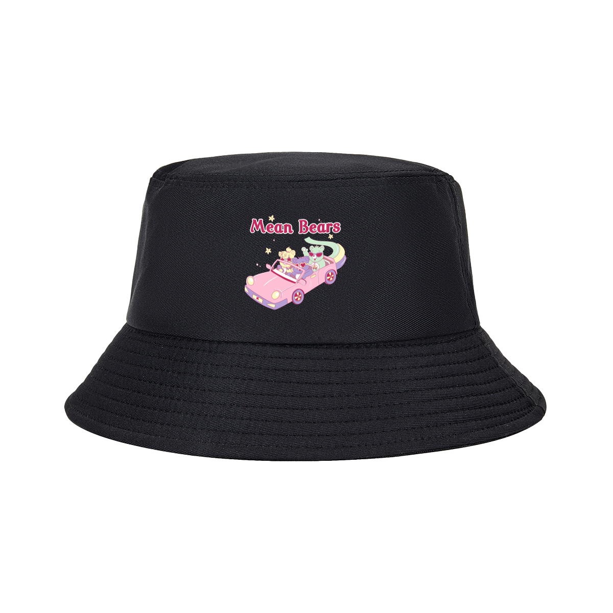 Mean Bears in a Pink Car with Three Cute Characters - Fisherman's Hat