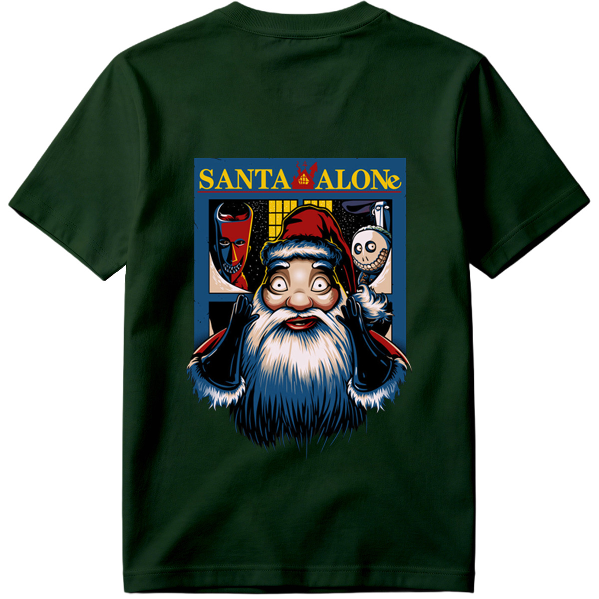 Santa Alone: Santa Claus, Jack Skellington, and Red Mask - Tee